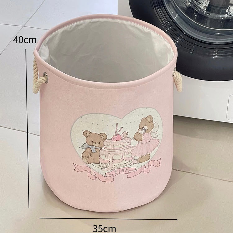 Cute Bear and Bunny Linen Storage Bag/Laundry Basket - Foldable, Water-Resistant, Durable for Clothes and Toys