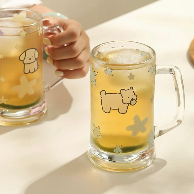 Starry Puppy Glass Beer Mug - 400ML Capacity