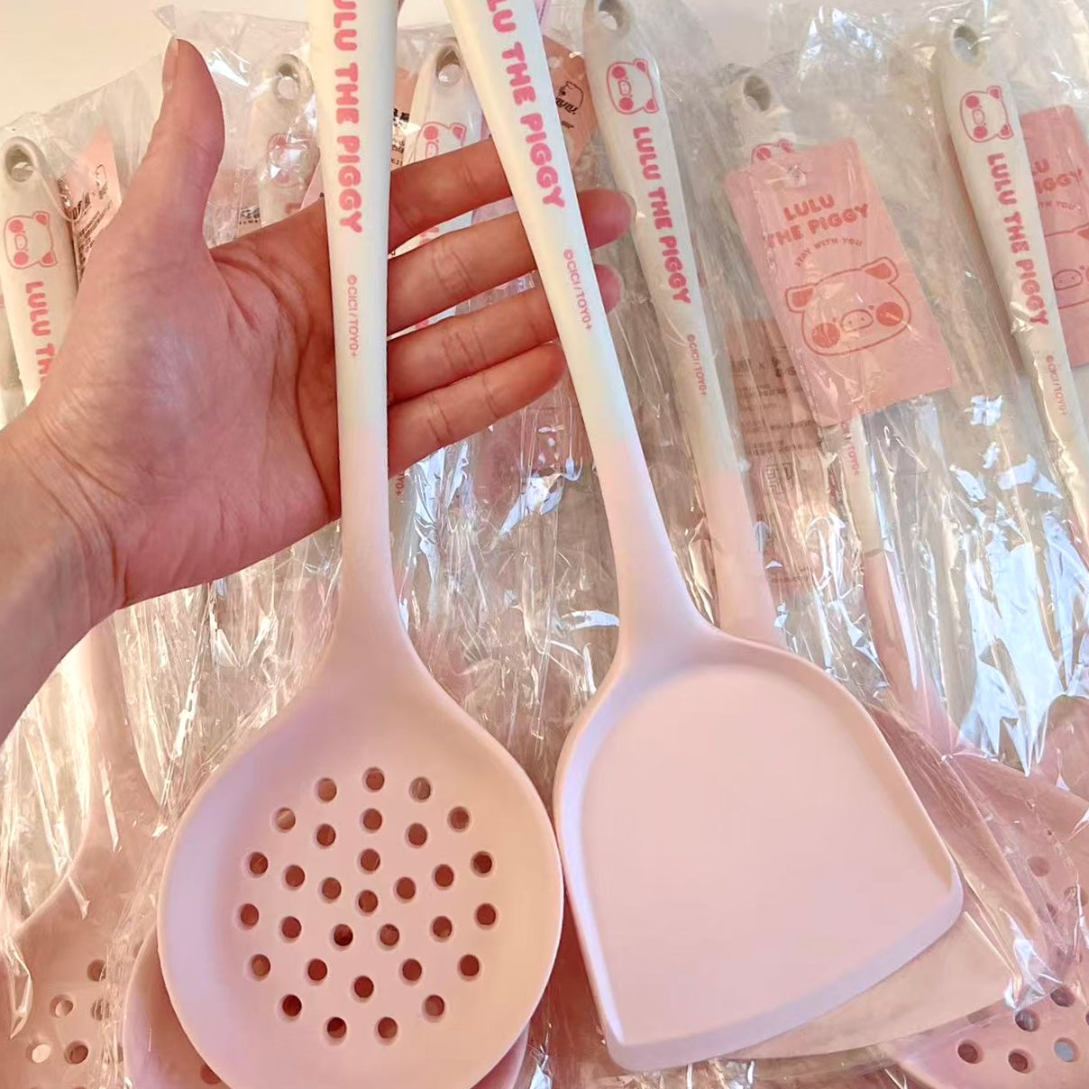 Pink Silicone Solid Turner & Slotted Spoon