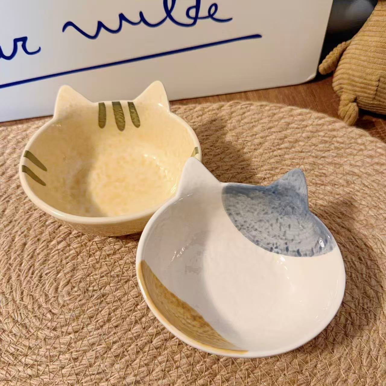 Hand-Painted Cat Shaped Ceramic Dipping Bowl - 140ML