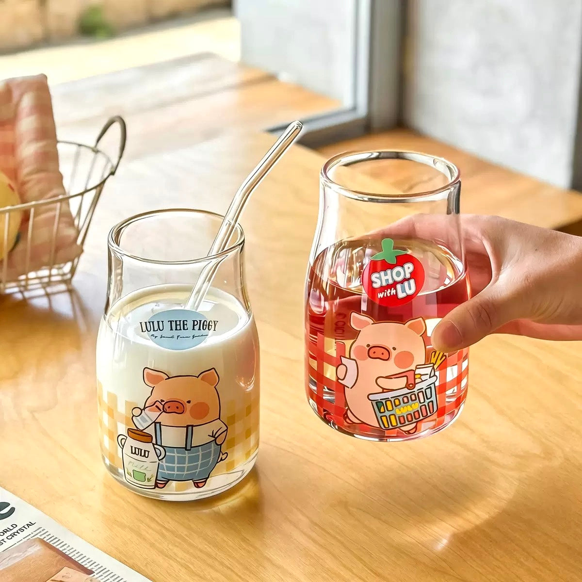 Lulu the Piggy Glass Pitcher with Straw – 500ML