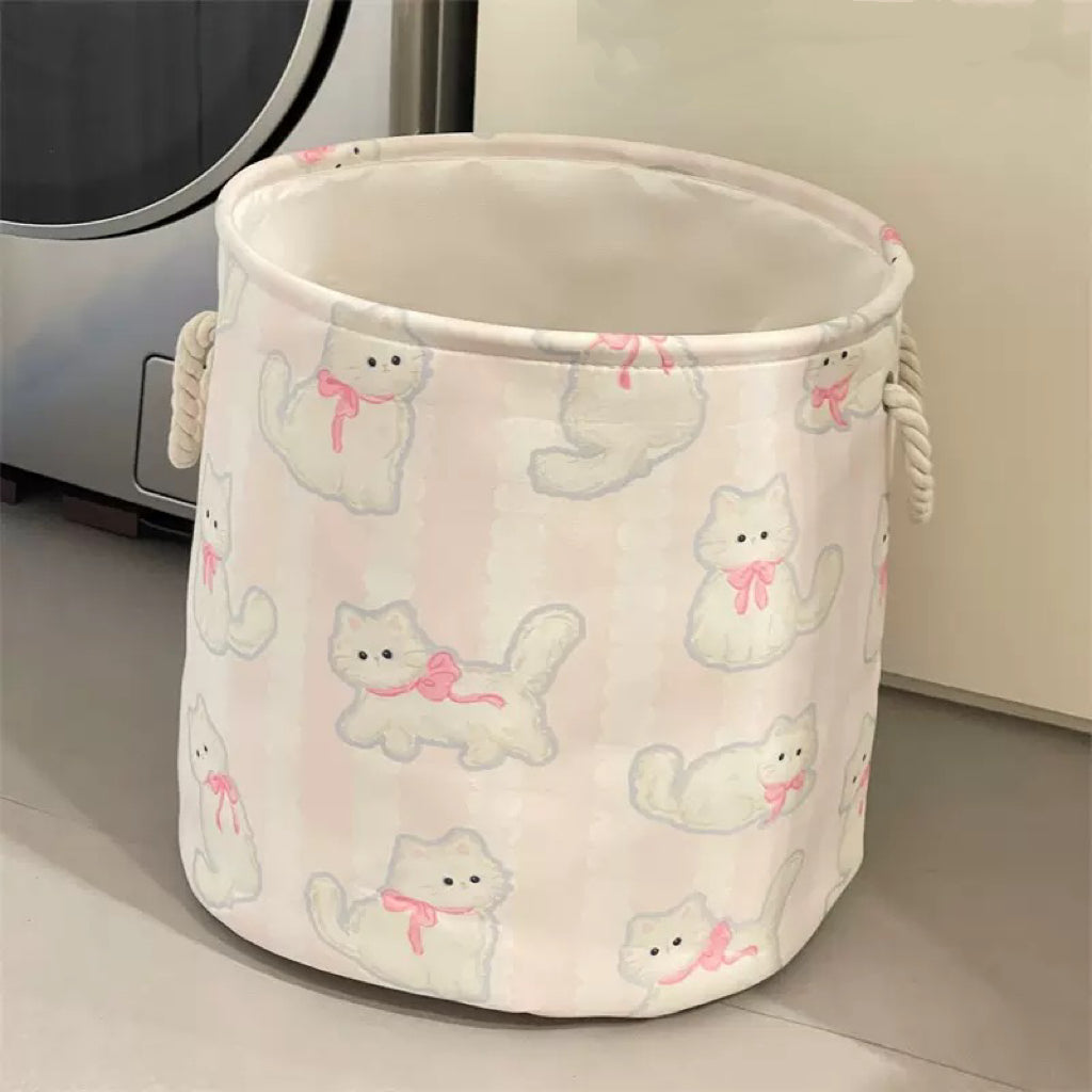 Cat & Puppy Linen Storage Basket - Foldable & Water-Resistant
