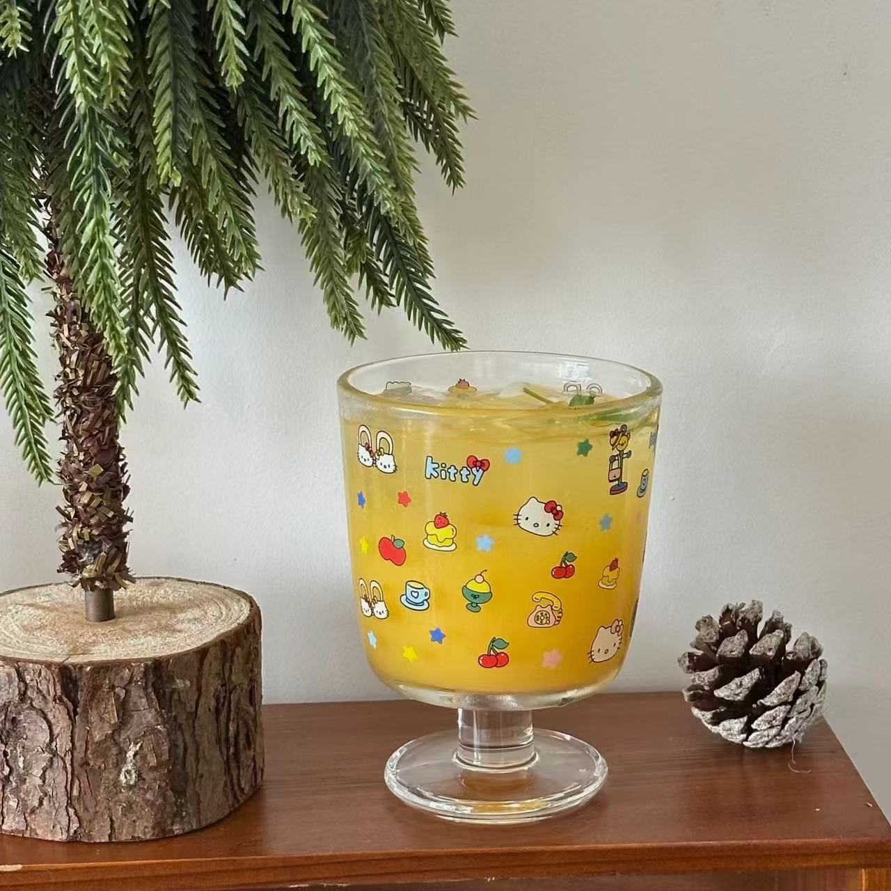 Cute Kitty Footed Glass Cup - 300ML