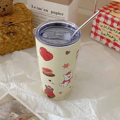 Winter Bear & Puppy Stainless Steel Travel Tumbler – 550ML