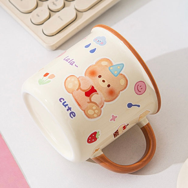 Cute Bear Ceramic Mug with Lid – 400ML Capacity