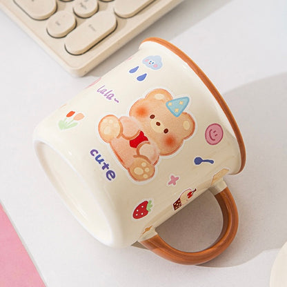 Cute Bear Ceramic Mug with Lid – 400ML Capacity