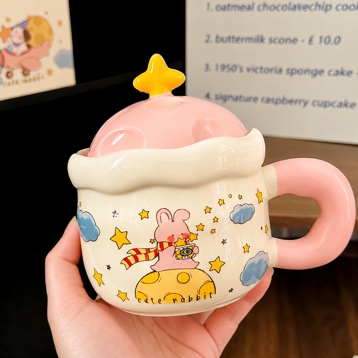Star Traveller Kawaii Ceramic Mug with Lid – 450ML