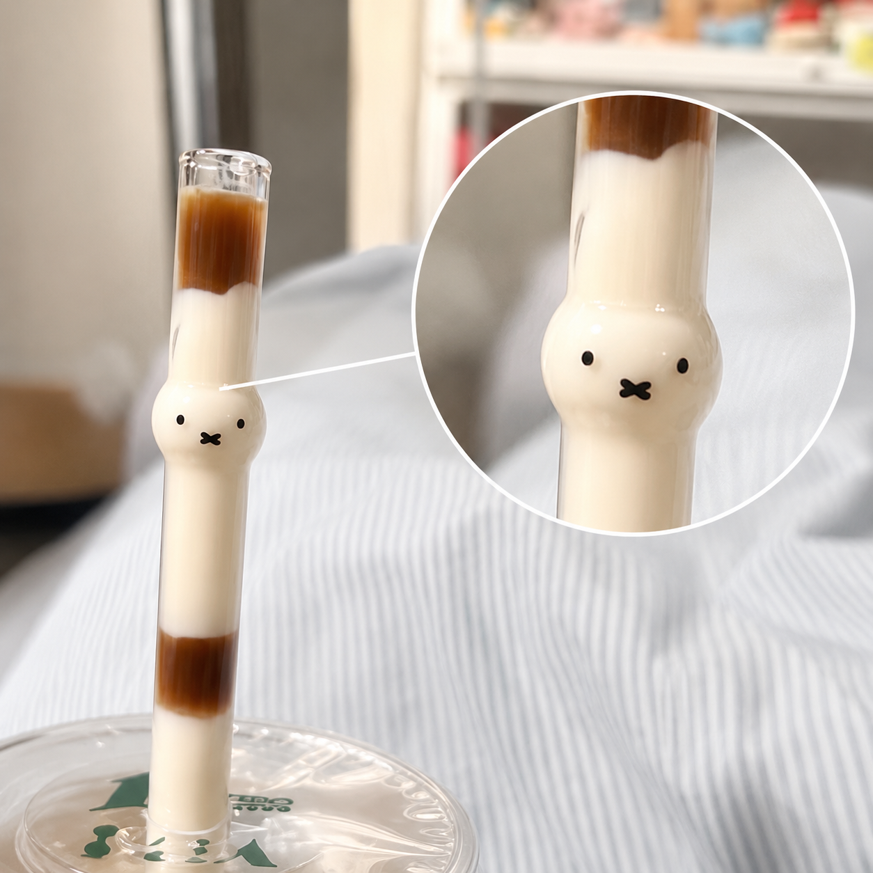Reusable Miffy Bunny Glass Straw – 21CM