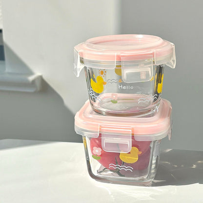 Mini Cute Duck Glass Food Storage Containers | Microwave & Dishwasher Safe