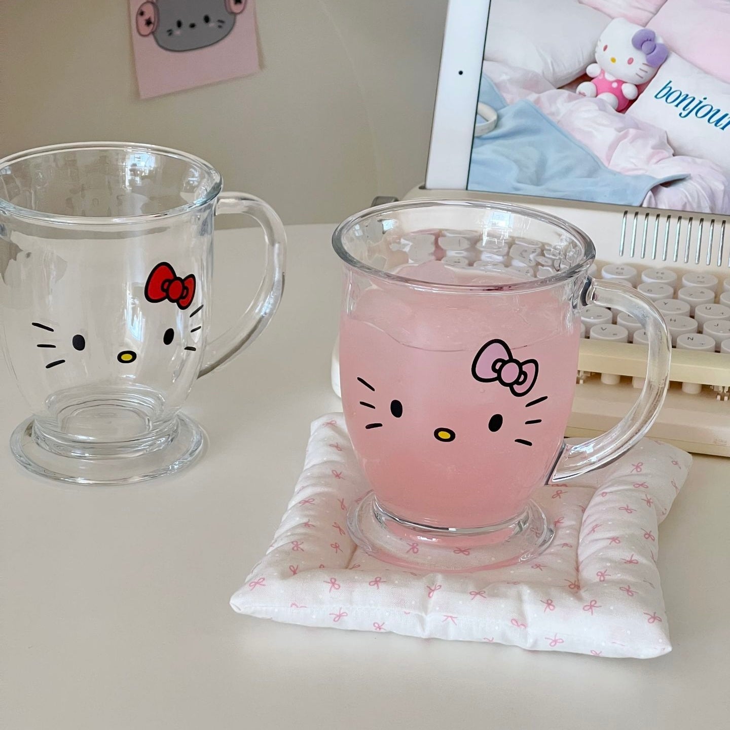 Cute Kitty Glass Mug with Handle - 450ML