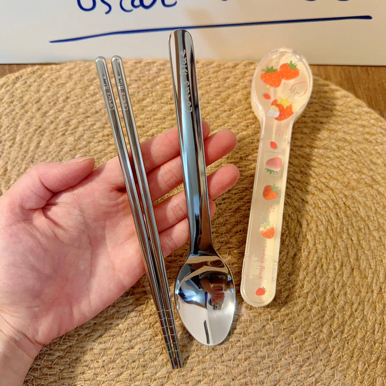 Strawberry Cutlery Set with Travel Case - Set of 2