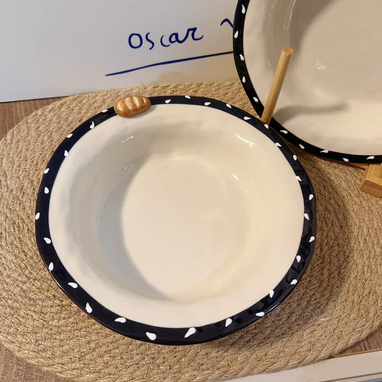 Sesame Bread Ceramic Deep Plate, 8-Inch