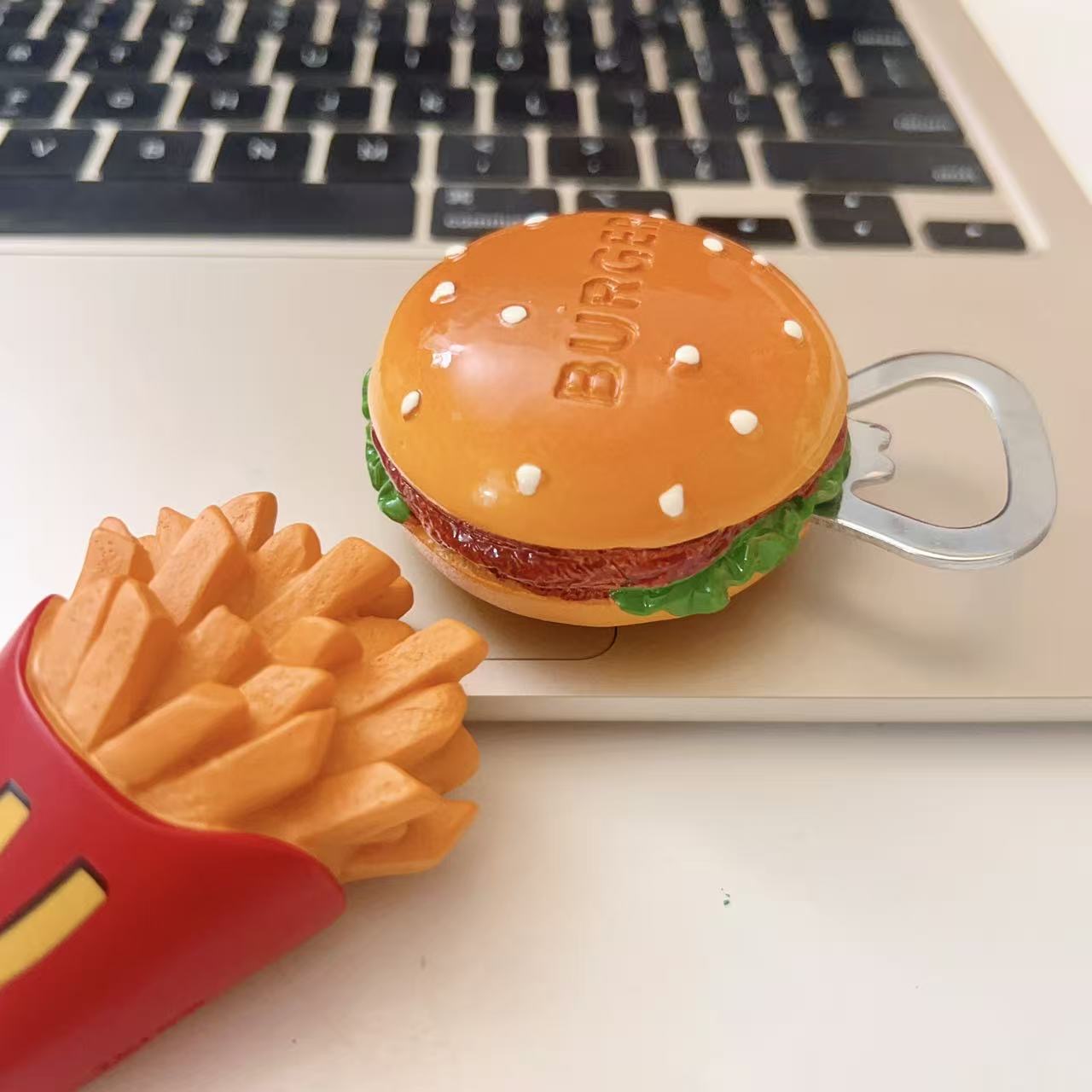 Burger & Fries Fridge Magnet Bottle Opener