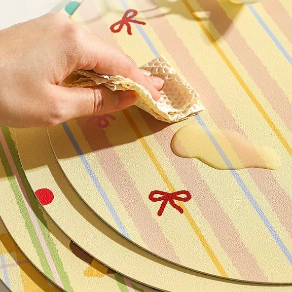 Colorful Puppy Leather Dining Table Mats, 45x30cm