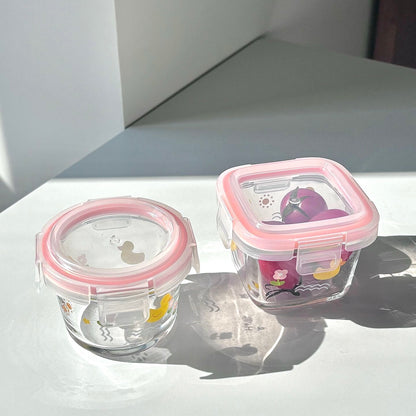 Mini Cute Duck Glass Food Storage Containers | Microwave & Dishwasher Safe
