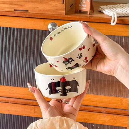 Cute Schnauzer Ceramic Bowl Gift Set - Set of 4, 350ML