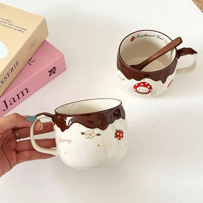 Chocolate Strawberry Bunny Ceramic Mug – 400ML