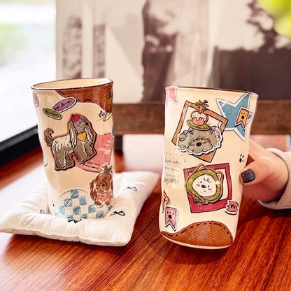 Vintage Brown Puppy Ceramic Mug - 380ML Capacity