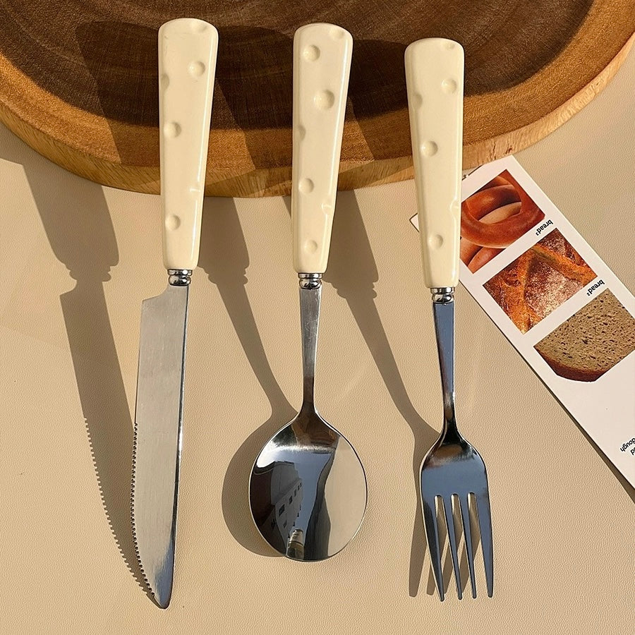 Cheese-Themed Utensil Set | Ceramic Handle, 304 Stainless Steel