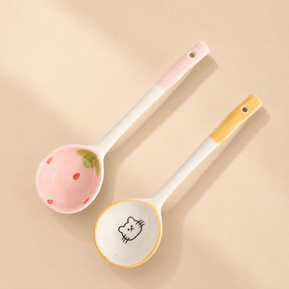 Strawberry & Lemon Ceramic Yogurt Bowl with Spoon - 400ML