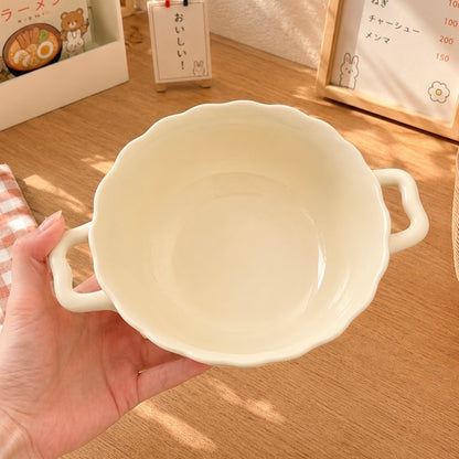 Red Bow Double-Handled Ceramic Soup Bowl – 750ML