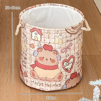 Cute Animal Linen Storage Basket - Foldable & Water-Resistant