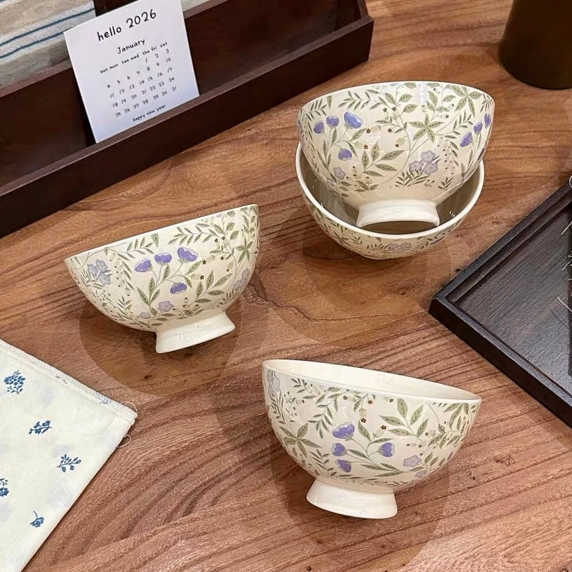 Vintage Floral Ceramic Bowl Gift Set – Set of 4