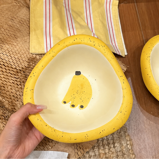 Hand-Painted Banana Ceramic Salad Bowl – 500ML