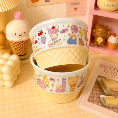 Ice Cream Party Ceramic Cereal Bowl - Artist Collaboration, 560ML