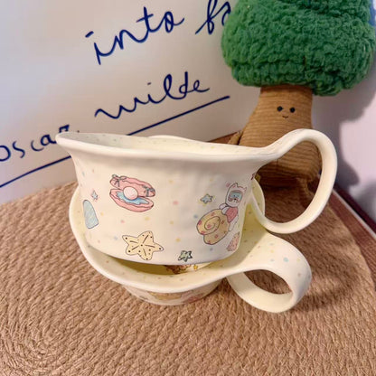 Shell Bear Ceramic Yogurt Bowl with Large Handle - 400ML