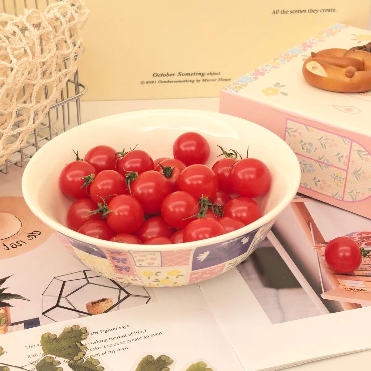 Vintage Floral Patchwork Ceramic Yogurt Bowl - 450ML