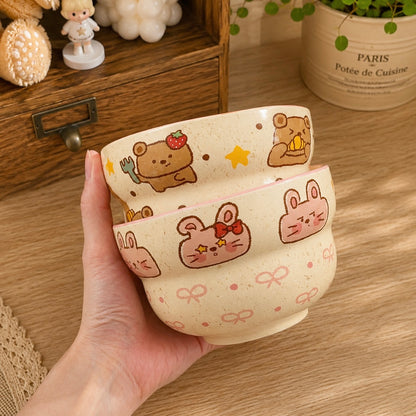 Bunny & Bear Cute Ceramic Cereal Bowl – 380ML