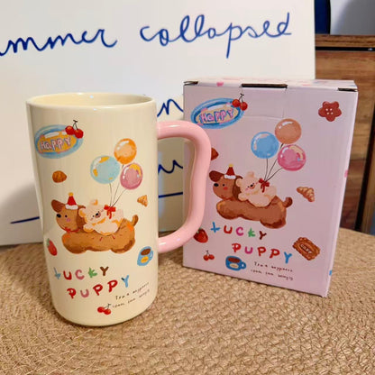 Lucky Puppy Cute Ceramic Mug - 400ML Capacity