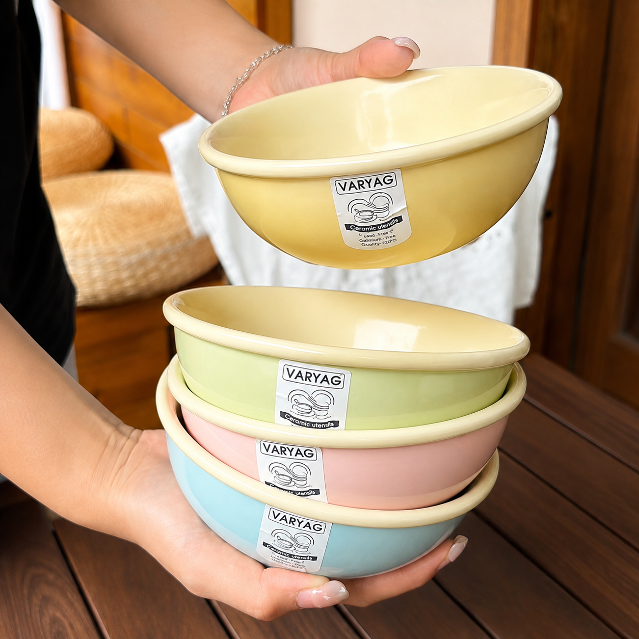 Morandi Pastel Ceramic Yogurt Bowl Set of 4 – 400ML