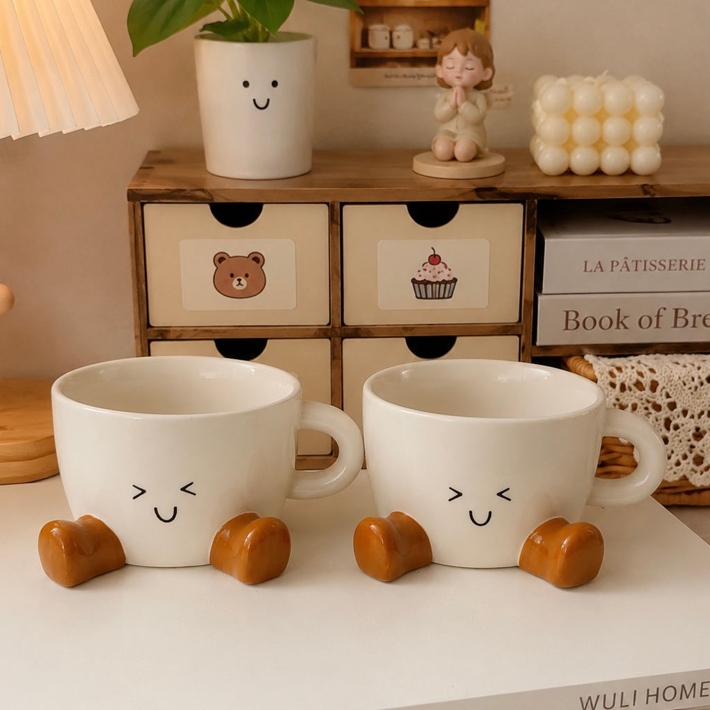 Smiley Face Little Legs Ceramic Mug – 300ML