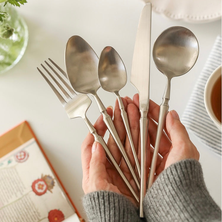 Elegant Hourglass Design Flatware Set - Set of 4 | Elegant Matte Finish