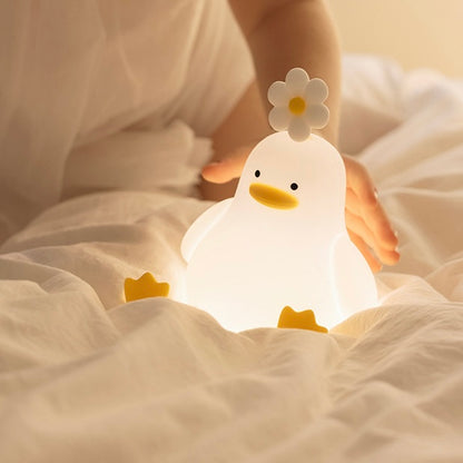 Flower Duck Tap-on Night Light | Soft Silicone, USB Charging | Perfect Birthday Gift