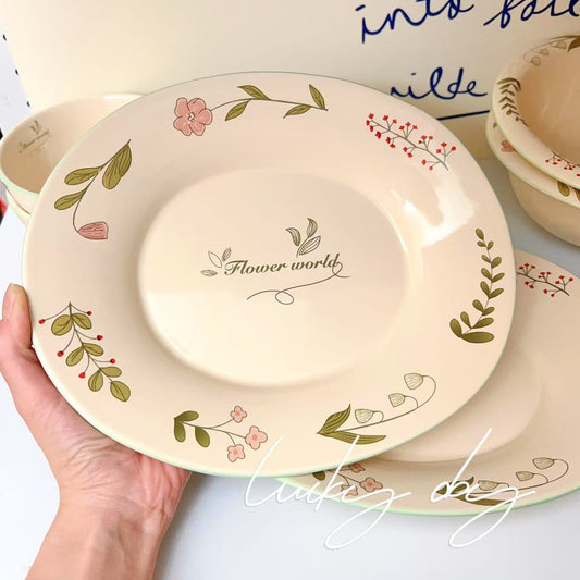 Spring Floral Ceramic Oval Plate, 9-Inch