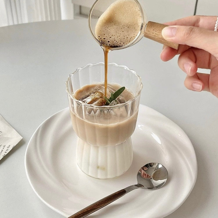 Floral ribbed glass cups with elegant wavy rim, available in 325ML and 550ML