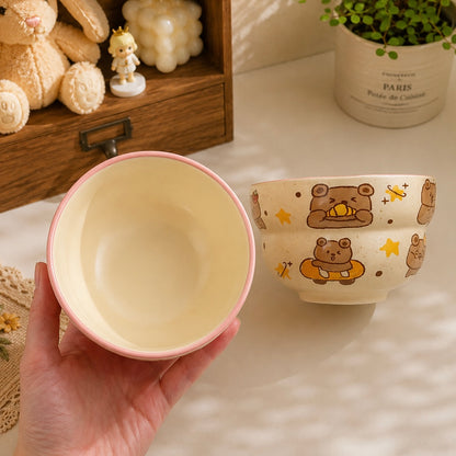 Bunny & Bear Cute Ceramic Cereal Bowl – 380ML