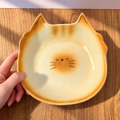 Hand-Painted Bread Kitten Ceramic Dessert Plate – 7.5-Inch