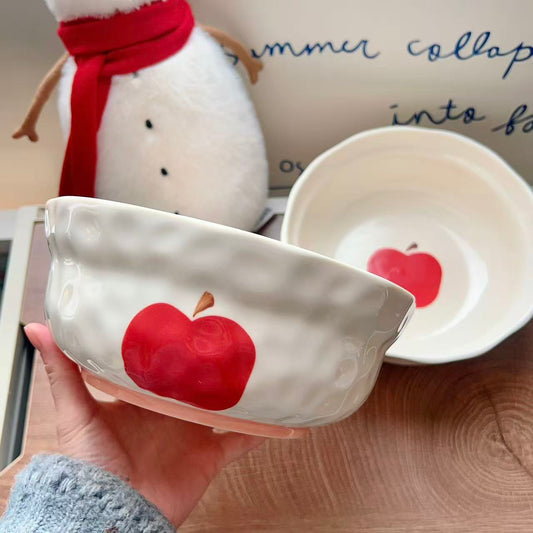 Red Apple Ceramic Large Soup Bowl - 1400ML