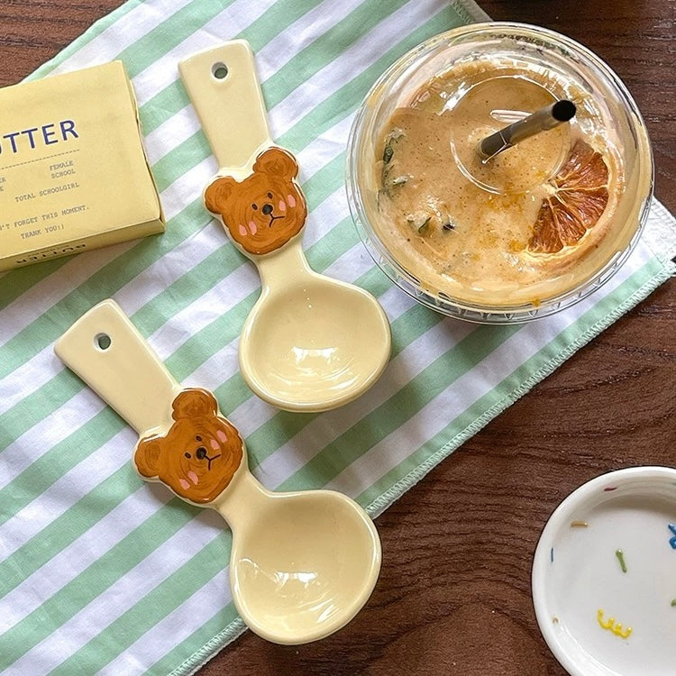 Teddy Emo Bear Ceramic Spoon