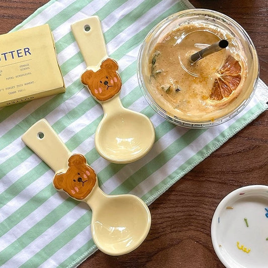 Teddy Emo Bear Ceramic Spoon