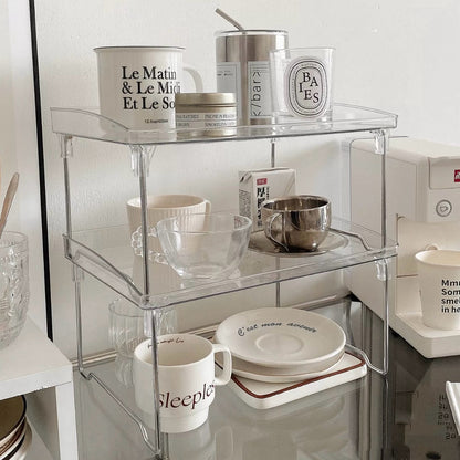 Minimalist Acrylic Cup Storage Rack – Foldable & Stackable Organizer