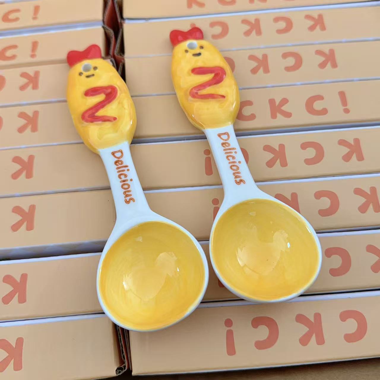 Kawaii Fried Shrimp Ceramic Spoon