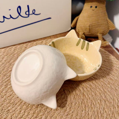 Hand-Painted Cat Shaped Ceramic Dipping Bowl - 140ML