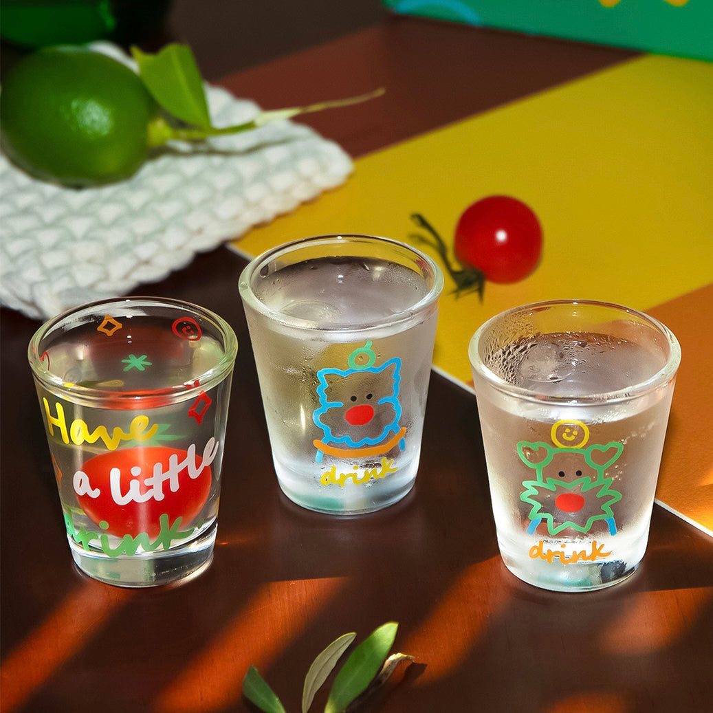 Doodle Dog Soju Shot Glass Gift Set, 70ML – Set of 4