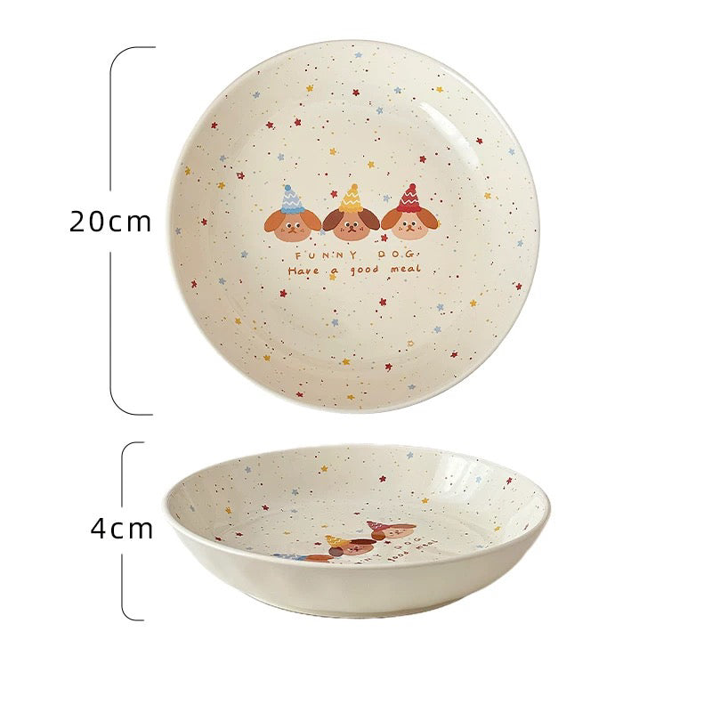 Cute Funny Dog Ceramic Plate – 8” Round & Square | Microwave & Dishwasher Safe