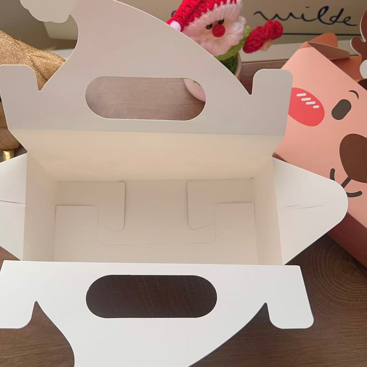 Large Santa Christmas gift box with red hat and white beard, set of 10